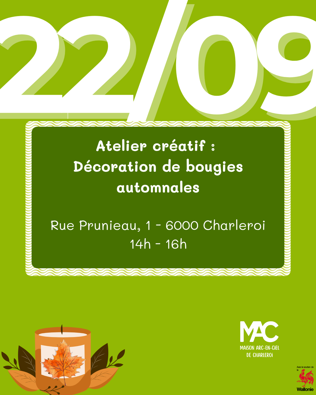 Atelier créatif - Décoration de bougies automnales